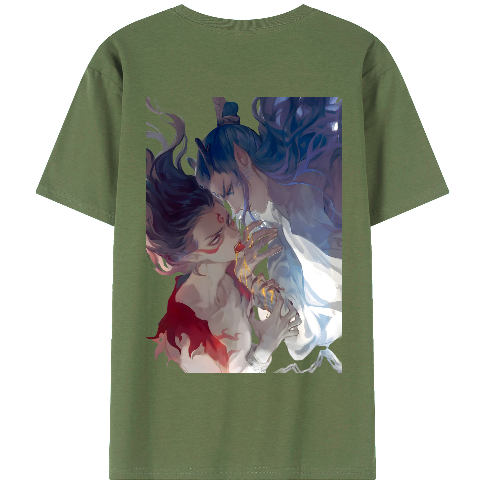 （画像用） Ne Zha 2 ナタ 魔童の大暴れ 綿100％ メンズ半袖Tシャツ（バックプリント） 通気性